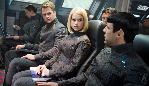 Chris Pine, Alice Eve, and Zachary Quinto in Star Trek Into Darkness