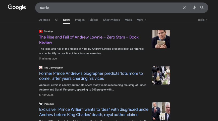 Google search results showing Shockya article visibility