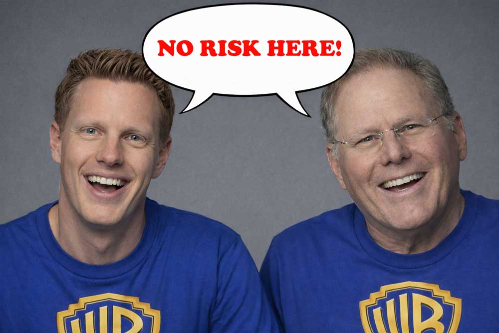 No Risk Warner merger satire image