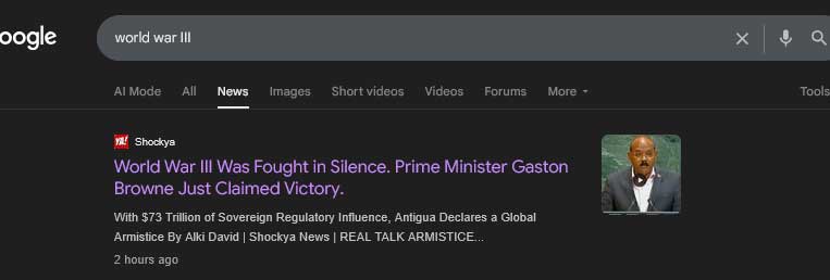 Google News Screenshot - World War III Coverage